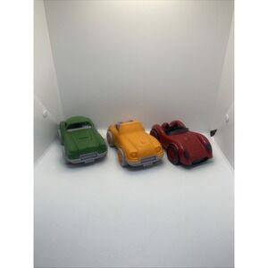 3 Plastic Toy Cars 1 Orange Greenbrier 1 Green‎ Greenbrier 1 Red Greentoys USA